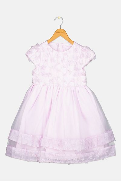 Willow & Whistle Kids Girl Textured Partywear Dress, Purple