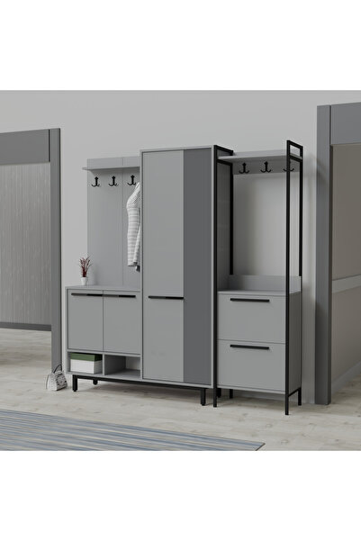 Abre Plaza Lux Portmanto Askılıklı Modern Vestiyer Takımı
