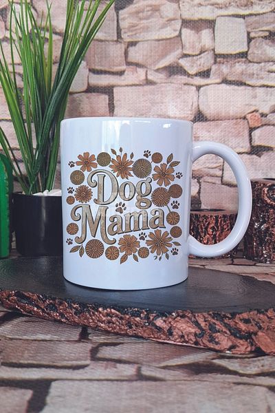 giftkonsept Boho Dog Mama Floral Printed Bohemian Dog Mom Floral Gift Printed Mug Cup