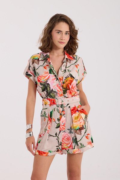 NOK İSTANBUL 100% Linen Jumpsuit Patterned