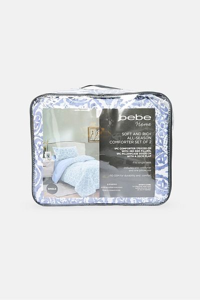 BEBEHOME 2 Pieces Allover Print Soft And Rich All Season Comforter With Pillow Case Set, Multicolor