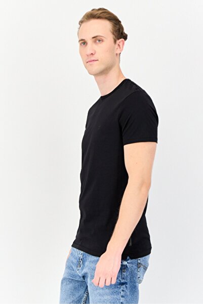French Connection Men 3 Pieces Crew Neck Short Sleeve Plain T-Shirt, Black