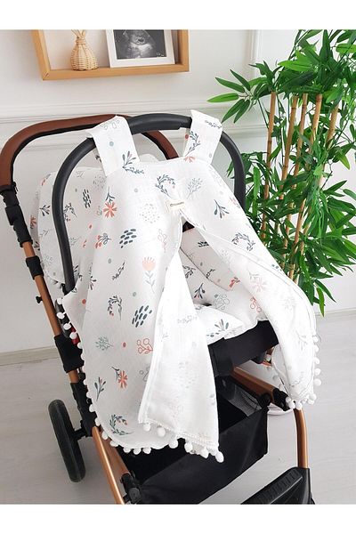 ilkimbebe Floral Muslin Zippered Stroller Cover and Cushion