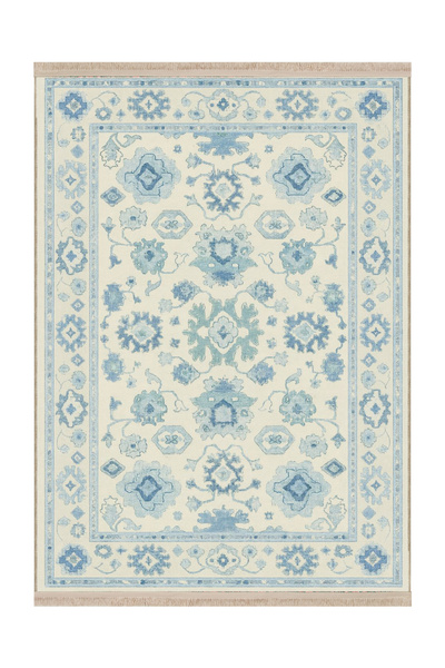 Rugs Modern Halı MOSSO Açık Mavi Tema Etnik ve Çiçek Detaylar Desenli Dokuma ...
