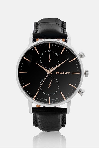 Gant Men G GWW11202 Analog Leather Watch 44 mm, Black