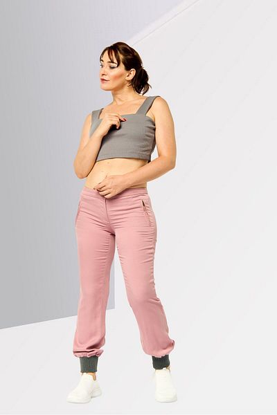 Harmont & Blaine Women Regular Fit Plain Jogger Pants, Pink