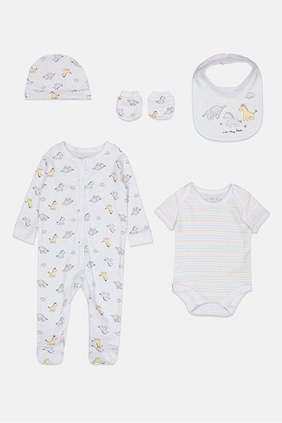 Rock A Bye Baby Boutique Toddlers Boy 5 Pieces Allover Print Gift Set, Multicolor