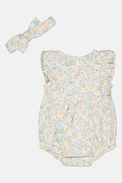 GAP Toddlers Girl 2 Pieces Ditsy Print Dress And Headband Set, Multicolor
