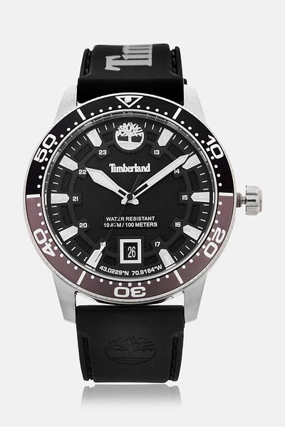 Timberland Men TDWGN0041602 Rubber Analog Watch 42 mm, Black