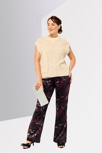 Scotch & Soda Women Crew Neck Sleeveless Crochet Vest Sweater, Beige