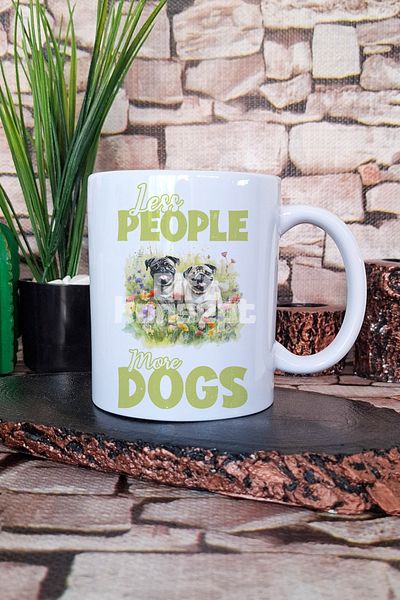 giftkonsept Less People More Dogs Written Dog Lover Motto Minimalist Gift Printed Mug