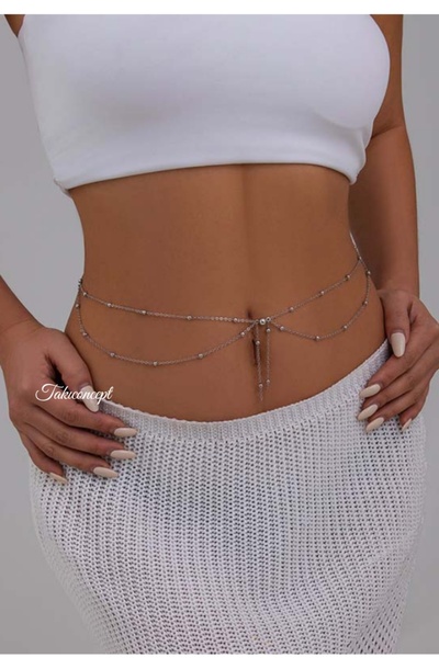 TakıConcept Gümüş Kaplama Bel Zinciri Vücut Aksesuarı Bel Kolyesi