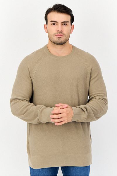 Dockers Men Crew Neck Textured Long Sleeve Sweatshirt, Olive