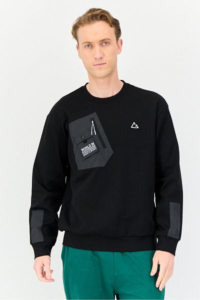 Giordano G-Motion Men Sportswear Fit Long Sleeves Outdoor Sweatshirt, Black