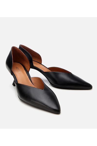 Hotiç Women's Leather Black Thin Heeled Stiletto