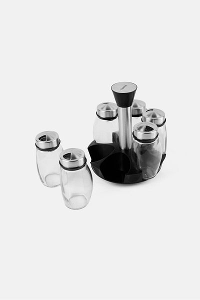 Fissman 7 Pieces Glass Condiment Set, Transparent