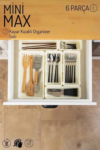 Nandy Home 6 τεμάχια MiniMax Ρυθμιζόμενο Συρτάρι με Συρόμενο Συρτάρι