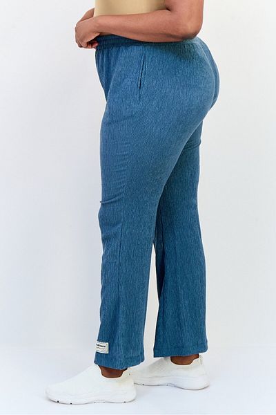 The Giving Movement Women Regular Fit Textured Wide Leg Pants, Teal