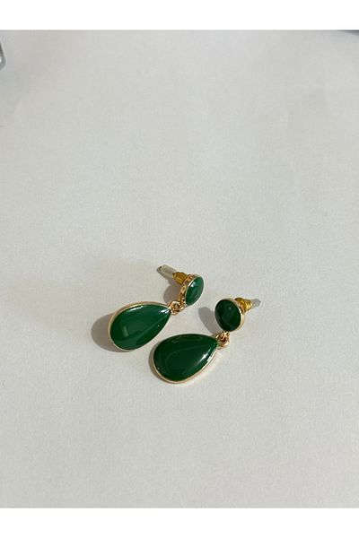 Koton Green Earrings with Drop Stones