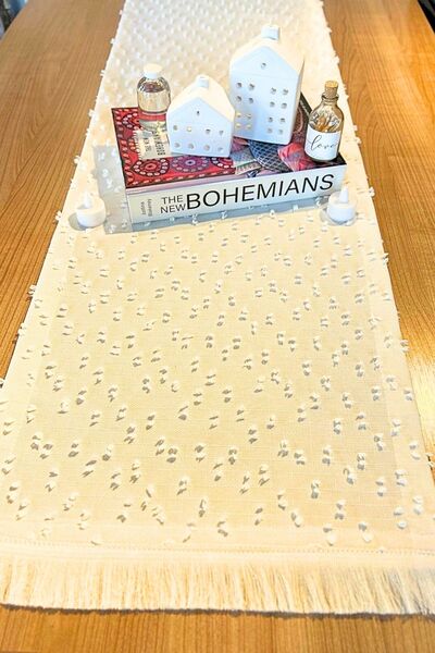 bufidik Runner cu franjuri cu textura minimă cu pompon 40x140 cm