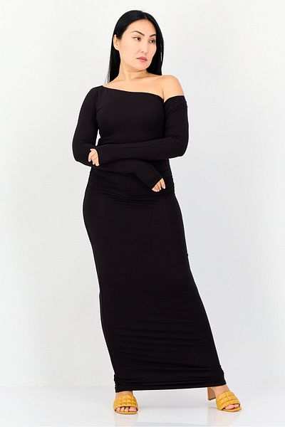 Bebe Women Solid Maxi Dress, Black