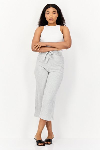 Brave Soul Women Regular Fit Textured Wide Leg Pants, Grey