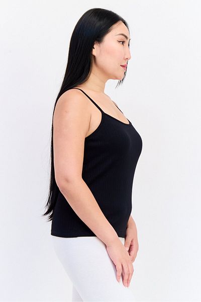 Giordano Women Square Neck Sleeveless Solid Tops, Black