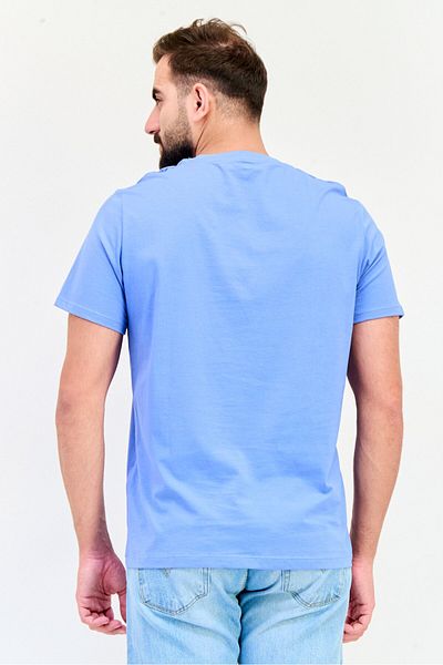 CELIO Men Crew Neck Short Sleeve Solid T-Shirts, Blue