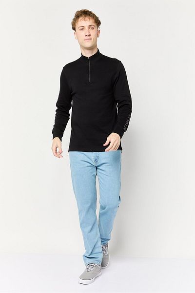 La Martina Men Half Zip Brand Logo Long Sleeve Sweatshirt, Black