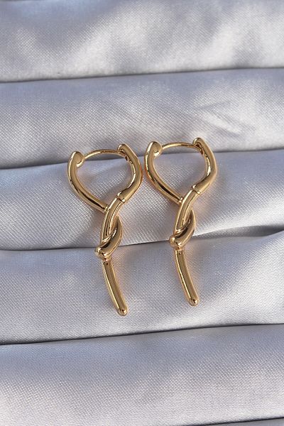 MBB ETİCARET Brass Gold Color Spiral Bar Design Long Earrings - Tj-Bkp9086