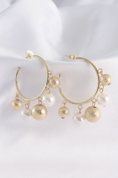 MBB ETİCARET Brass Gold Color Heel Model Hoop Earrings - Tj-Bkp8908