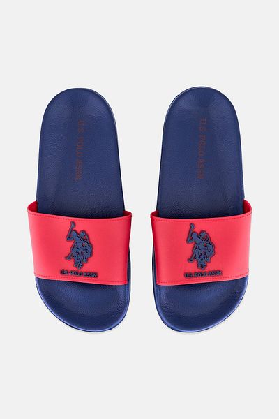 U.S. Polo Assn. شبشب رجالي مطاطي سهل الارتداء بشعار العلامة التجارية، متعدد الألوان