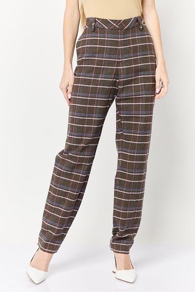 Scotch & Soda Women Regular Fit Houndstooth Straight Pants, Multicolor