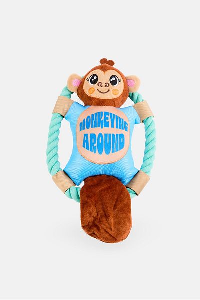 Posh Paws Monkeying Around Rope Disc Plush Toy, Multicolor