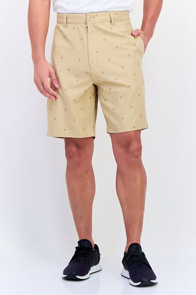 Mountain And Isles Men Allover Print Basic Shorts, Tan