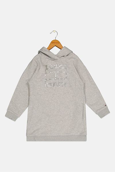Tommy Hilfiger Kids Girl Brand Logo Dress, Grey