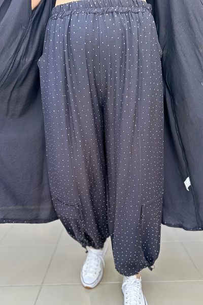 GÖKSEL Full Stone Cap Pants Black Large Size