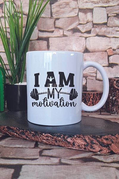 giftkonsept I Am My Motivation Written Gym Sports Self Motivation Fitness Gift Printed Mug Cup