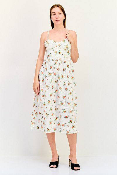 Brave Soul Women Floral Print Midi Dress, Multicolor