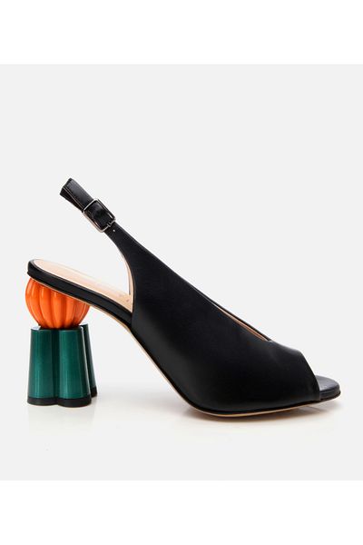 Hotiç Women's Leather Black Thick Heeled Shoes