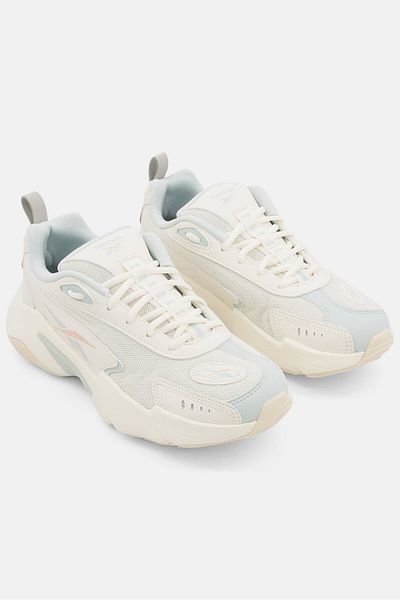 Reebok Women Vector Runner Lace Up Running Shoe, Ivory/Light Blue Combo