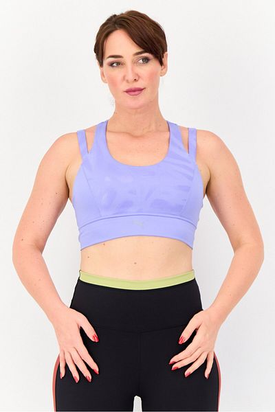 Puma Women Lightly Padded Sleeveless Training Sports Bra, Lavender