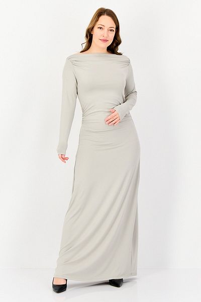 Kathy Ireland Women Solid Maxi Dress, Light Grey