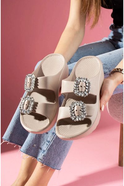 Cozi company Double Strappy Buckle Wet Floor High Heel Slippers