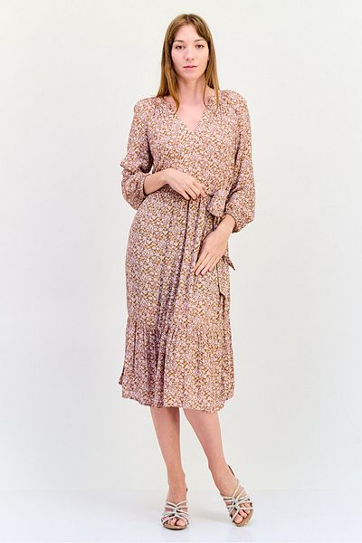 GAP Women Allover Print Belted Midi Dress, Multicolor