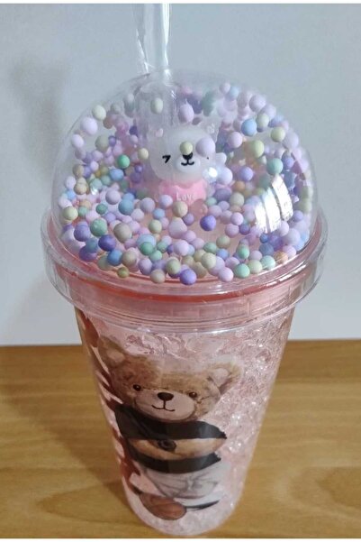 Skygo HEDİYELİK IŞIKLI BARDAK MATARA PİPETLİ ÇİFT KATMANLI PEMBE RENK