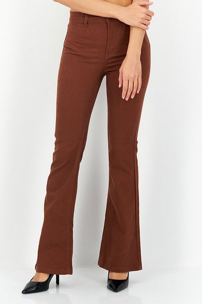Don't Call Me Jennyfer Women Regular Fit Solid Stretchable Wide Leg Denim Jeans, Light Brown