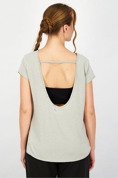 Puma Women Sportswear Fit Short Sleeve Stripe Top, Grey