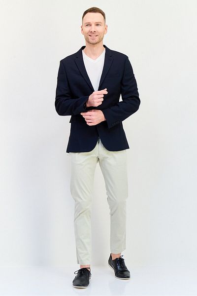 Asos Design Men Regular Fit Long Sleeve Solid Semi Formal Blazer, Navy