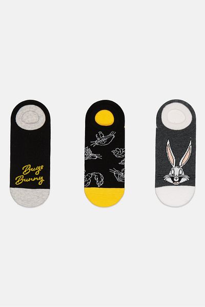Warner Bros Kids Boy 3 Pairs Looney Tunes No Show Socks, Multicolor